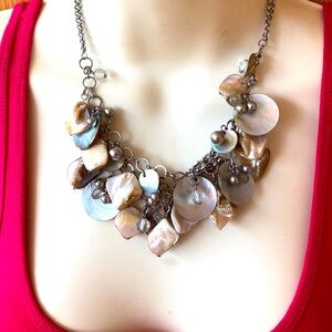 Mop shell necklace  vintage charms BOHO  Cha  Cha mother of pearl summer fun